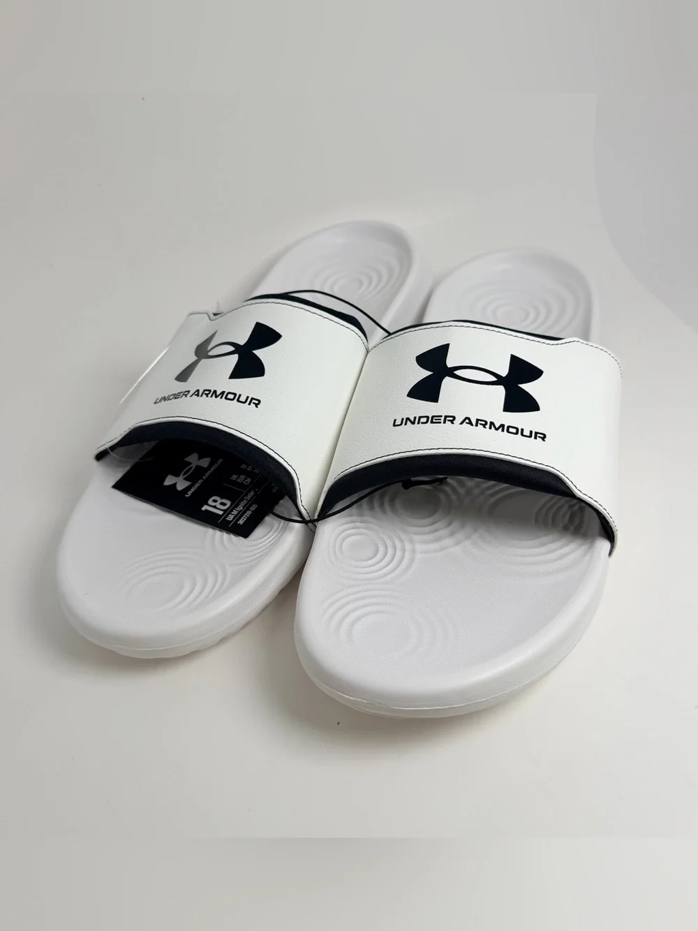 Under Armour White & Black Slide Sandals